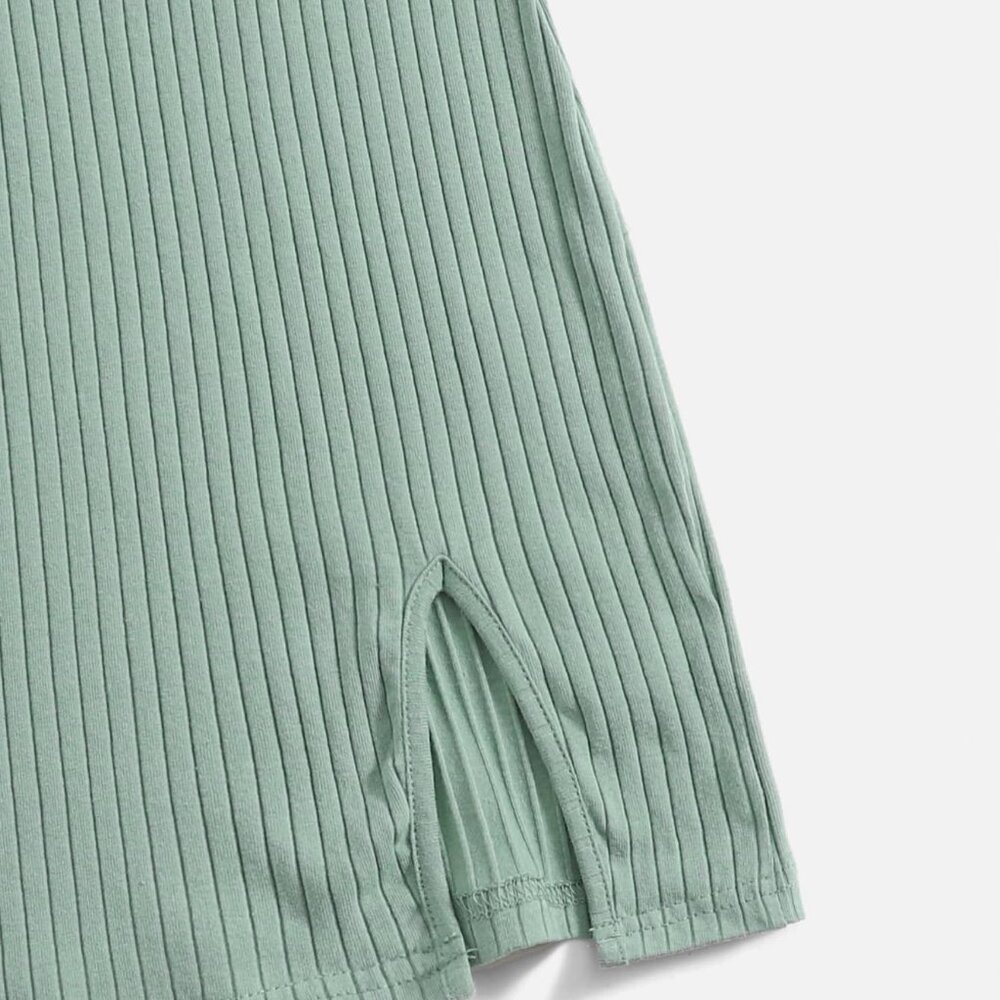 Green Ribbed Tank Mini Dress - Picture 5 of 5